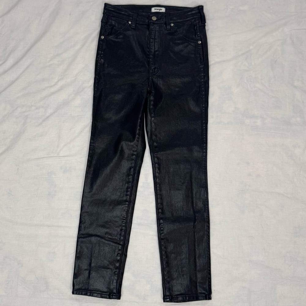 Wrangler Walker High‎ Rise Slim Coated Black Jeans Size 26